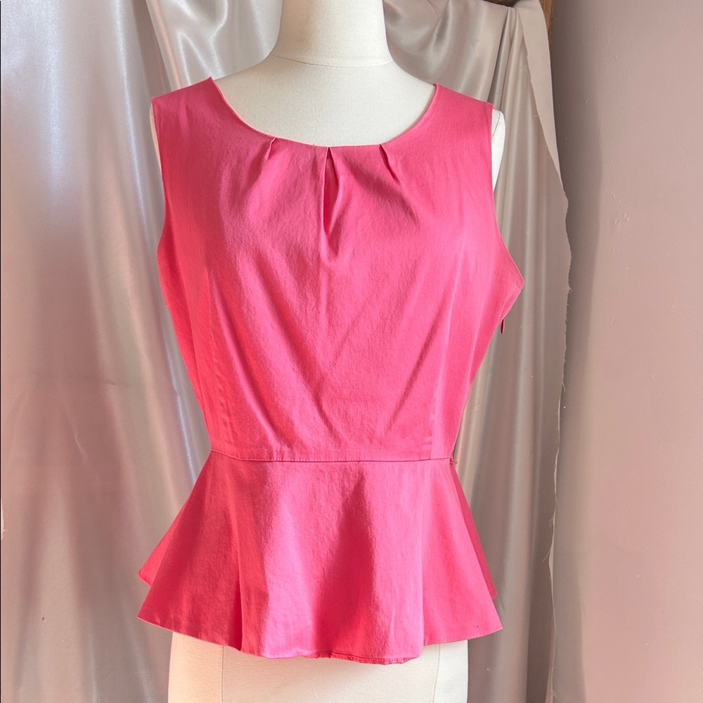 New York & Company Vibrant Pink Sleeveless Peplum Blouse
